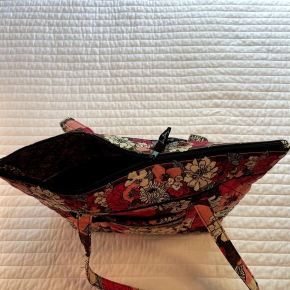 Vera Bradley Mocha Rouge Quilted Medium Tote Purse - Picture 6 of 10